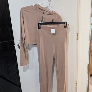 Fashion Nova Beige Two-Piece Leggings Set